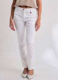 Pantalon slim țesătură poplin mărime normală alb TONI femme