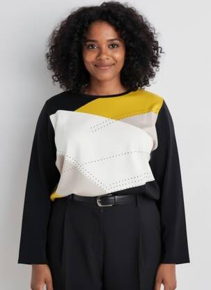 Pulover croială cambrată mâneci lungi negru DIANE LAURY femeie