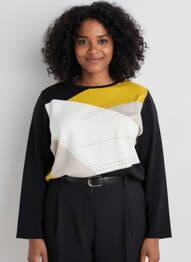 Pulover croială cambrată mâneci lungi negru DIANE LAURY femme