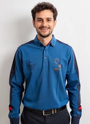 Polo mâneci lungi mâneci lungi albastru LOUIS VICTOR bărbat