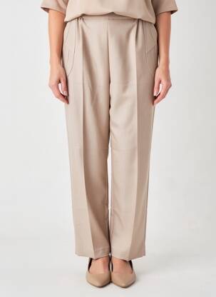 Pantalon drept talie elastică mărime normală maro PLURIELLES femeie