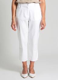 Pantalon 7/8 țesătură poplin mărime normală alb DIANE LAURY femme