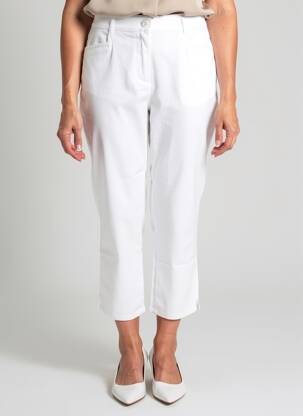 Pantalon 7/8 țesătură poplin mărime normală alb DIANE LAURY femme