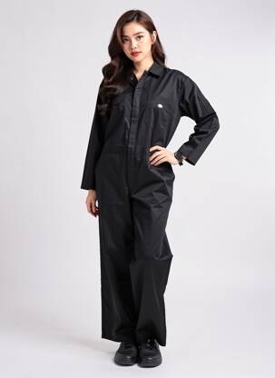 Salopetă-pantalon guler de bluză mâneci lungi negru DIXIE femeie