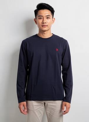 Tricou croială dreaptă mâneci lungi albastru U.S. POLO ASSN bărbat