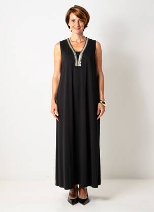 Rochie lungă fără mâneci fără mâneci negru EGATEX femeie