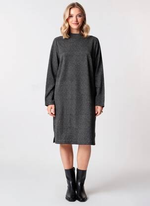 Rochie midi imprimeu fantezie mâneci lungi gri M.X.O femeie