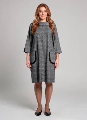 Rochie midi imprimeu fantezie mâneci lungi negru BETTY BARCLAY femeie