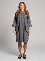 Rochie midi imprimeu fantezie mâneci lungi negru BETTY BARCLAY femme