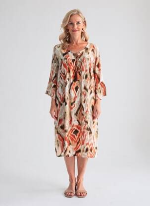 Rochie midi mâneci 3/4 mâneci 3/4 bej EGATEX femeie