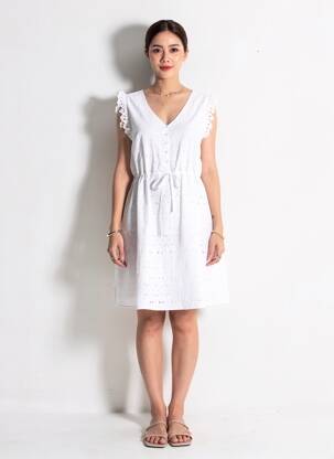 Rochie scurtă fără mâneci fără mâneci alb MISE AU GREEN femeie