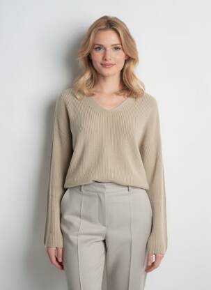 Pulover croială dreaptă mâneci lungi bej CAMEL ACTIVE femeie