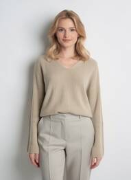 Pulover guler în v mâneci lungi bej CAMEL ACTIVE femme
