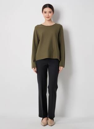 Pulover croială dreaptă mâneci lungi verde CAMEL ACTIVE femeie