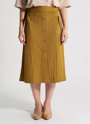 Fustă midi elasticitate verde WNT COLLECTION femeie