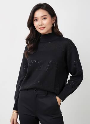 Pulover elasticitate mâneci lungi negru GERRY WEBER femeie