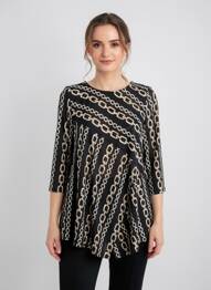 Tunică mâneci lungi imprimeu fantezie negru JOSEPH RIBKOFF femme