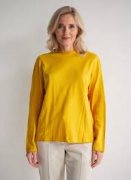Pulover guler rotund mâneci lungi galben FRANK WALDER femme