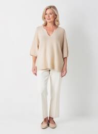 Pulover guler în v mâneci 3/4 bej GERRY WEBER femme