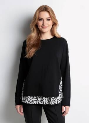 Pulover guler rotund mâneci lungi negru ESCORPION femeie