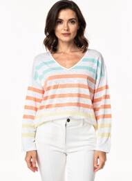 Pulover guler în v mâneci lungi alb ARMOR LUX femme