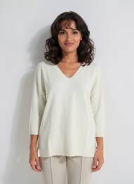 Pulover guler în v mâneci 3/4 bej ESCORPION femme