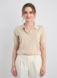 Polo croială dreaptă mâneci scurte bej ESCORPION femme
