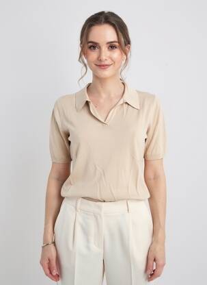 Polo croială dreaptă mâneci scurte bej ESCORPION femme