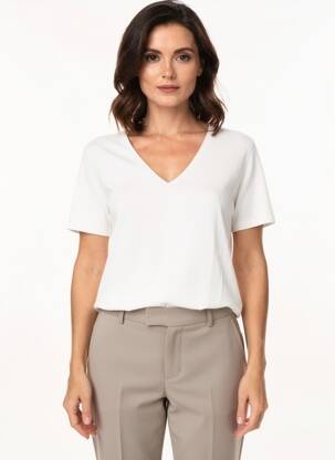 Tricou croială dreaptă mâneci scurte alb ESCORPION femeie
