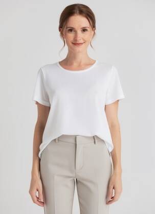 Tricou croială dreaptă mâneci scurte alb ESCORPION femeie