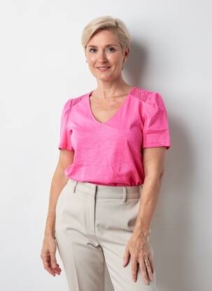 Tricou guler în v mâneci scurte roz GERRY WEBER femeie