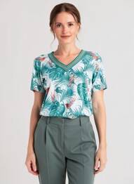 Tricou imprimeu fantezie mâneci scurte verde ESCORPION femme