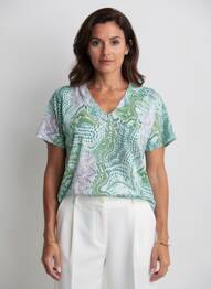 Tricou imprimeu fantezie mâneci scurte verde ESCORPION femme