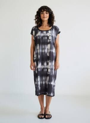 Rochie midi croială fluidă mâneci scurte negru ESCORPION femeie