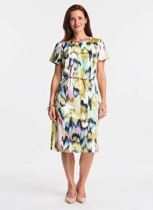 Rochie midi imprimeu fantezie mâneci scurte verde GERRY WEBER femeie