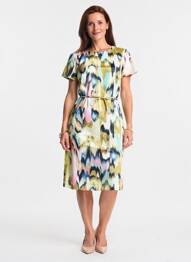 Rochie midi imprimeu fantezie mâneci scurte verde GERRY WEBER femme