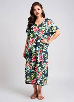 Rochie midi mâneci scurte mâneci scurte albastru BERMUDES femeie