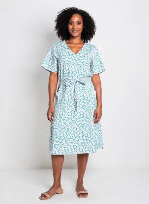 Rochie midi imprimeu floral mâneci scurte verde ARMOR LUX femeie
