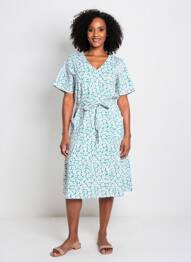 Rochie midi imprimeu floral mâneci scurte verde ARMOR LUX femme