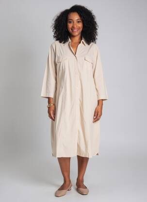 Rochie midi mâneci 3/4 mâneci 3/4 bej ESCORPION femeie