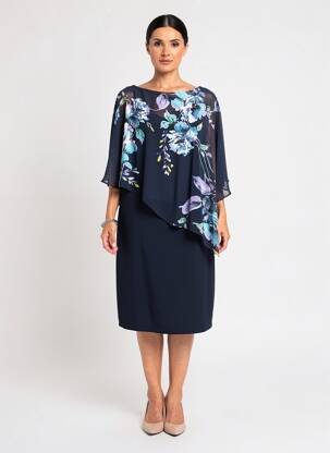 Rochie midi mâneci 3/4 mâneci 3/4 albastru JOSEPH RIBKOFF femeie