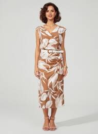 Rochie midi fără mâneci fără mâneci maro JOSEPH RIBKOFF femme