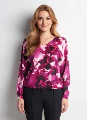 Pulover guler în v mâneci lungi violet ESCORPION femeie