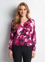 Pulover guler în v mâneci lungi violet ESCORPION femme
