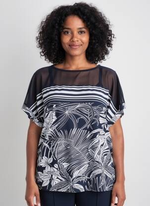Tricou croială dreaptă mâneci scurte albastru JOSEPH RIBKOFF femme