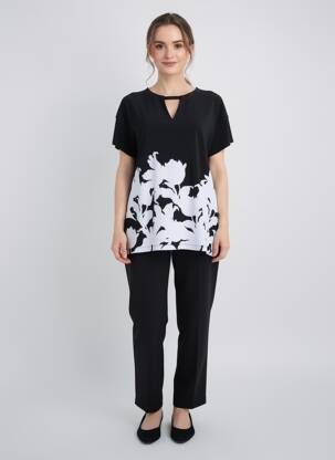 Tricou croială dreaptă mâneci scurte negru JOSEPH RIBKOFF femeie
