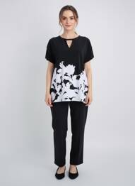 Tricou croială dreaptă mâneci scurte negru JOSEPH RIBKOFF femme