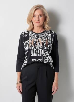 Tricou mâneci 3/4 mâneci 3/4 negru FRANK WALDER femeie