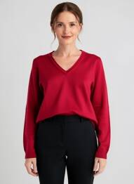 Pulover guler în v mâneci lungi roșu ESCORPION femme