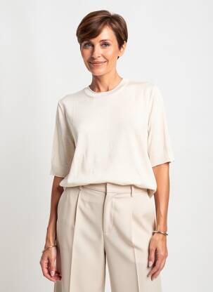 Pulover țesătură melanj mâneci scurte bej GERRY WEBER femeie